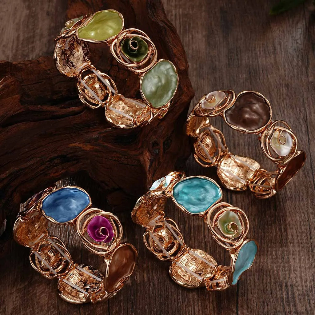 Large Colorful Ocean Inspired Zinc Alloy Bracelet - Boho, Bold, Modern