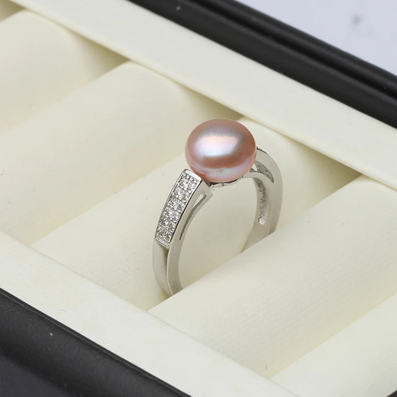 Genuine Freshwater Pearl Adjustable Ring in 925 Sterling Silver