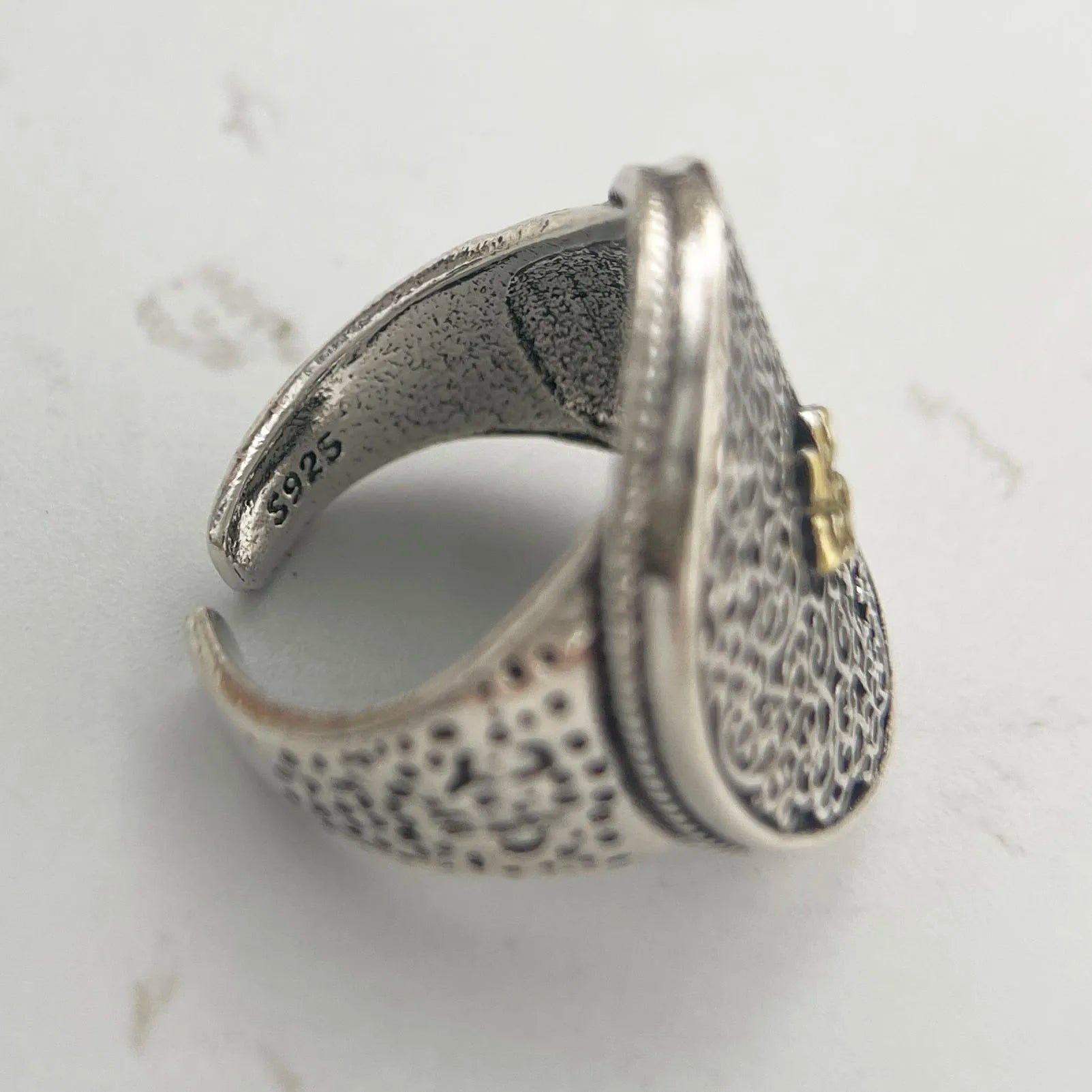 925 Sterling Silver Bold Adjustable Pattern Ring