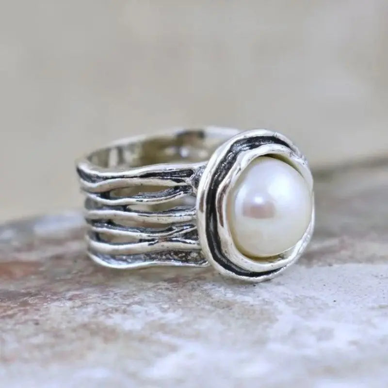 Selection of 5 Unusual Bold CZ Alloy Rings Pearl Rose