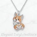 Sparkling Crystals Corgi Dog Pendant Necklace in Zinc Alloy & Stainless Steel