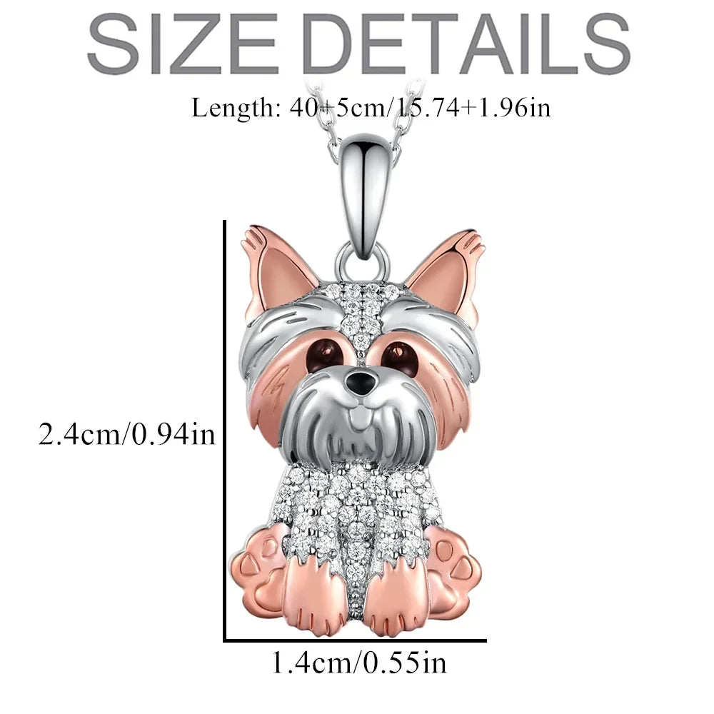 Cute Yorkshire Dog Pendant Necklace in Zinc Alloy + Comes in Several Colors