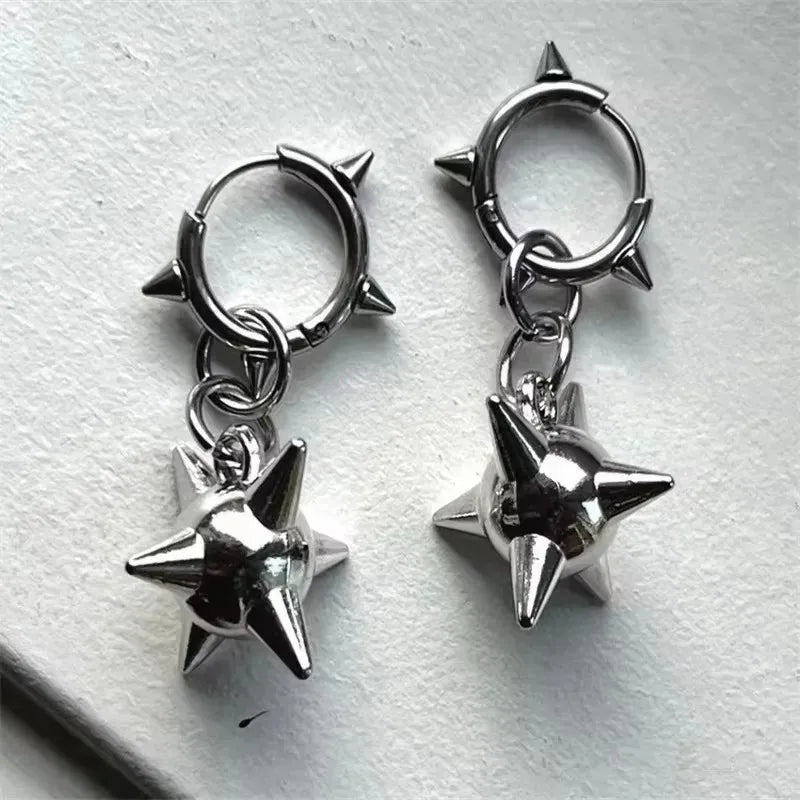 Goth Spiked Huggie Earrings – Morning Star Punk Hoops