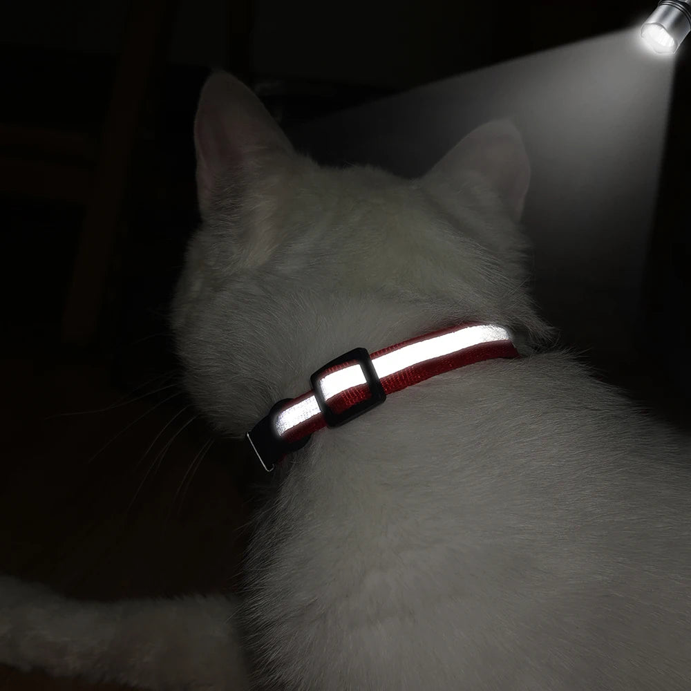 Reflective Fabric Pet Collar with Engravable ID Tag