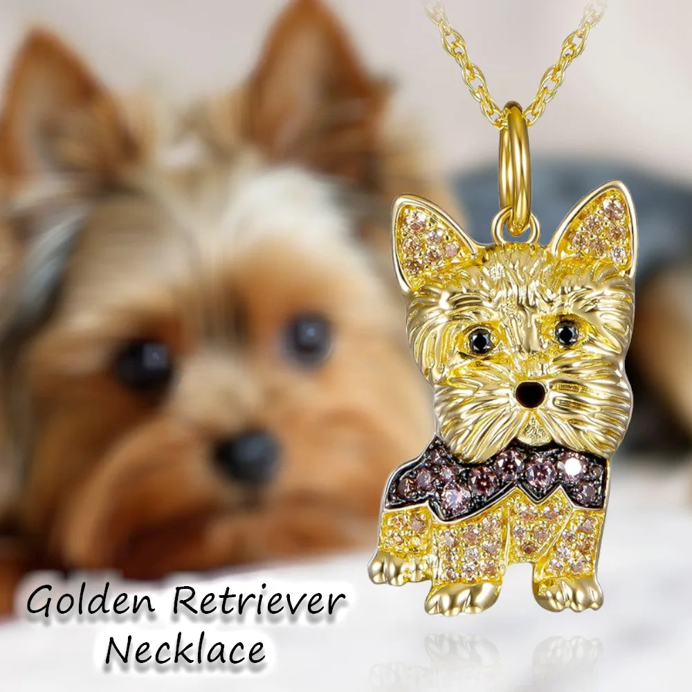 Collection of Dog Pendant Necklaces in Zinc Alloy with CZ Stones - Choose Your Favorite Breed