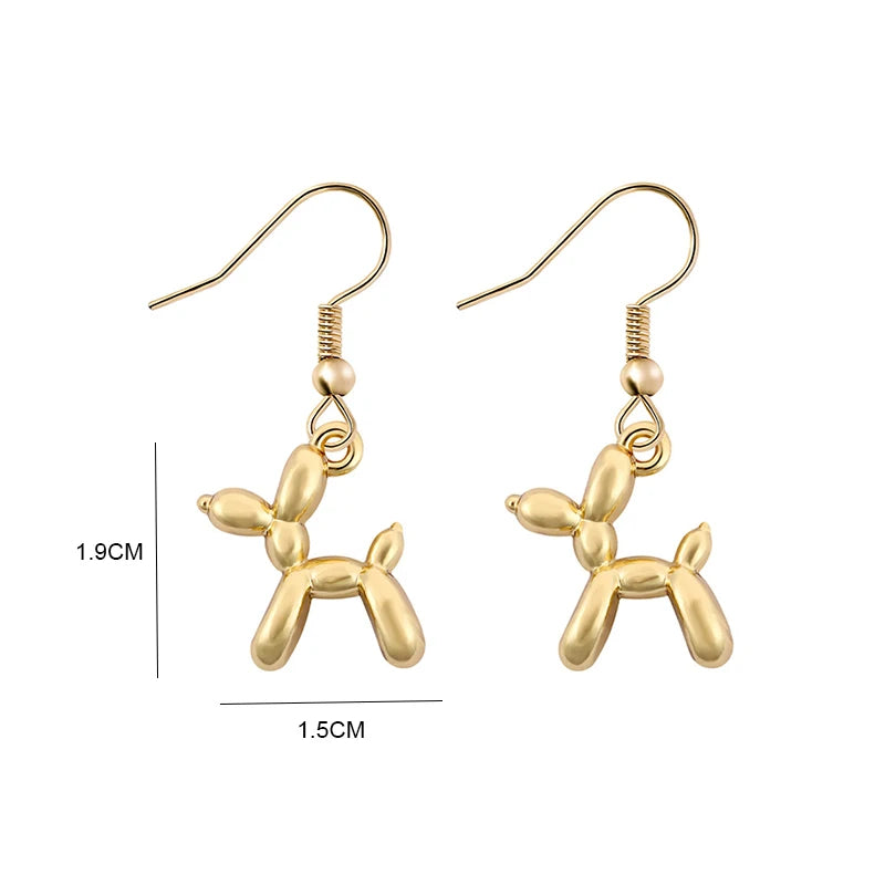 Mini Balloon Dog Earrings In Zinc Alloy - Precious, Darling, Feminine