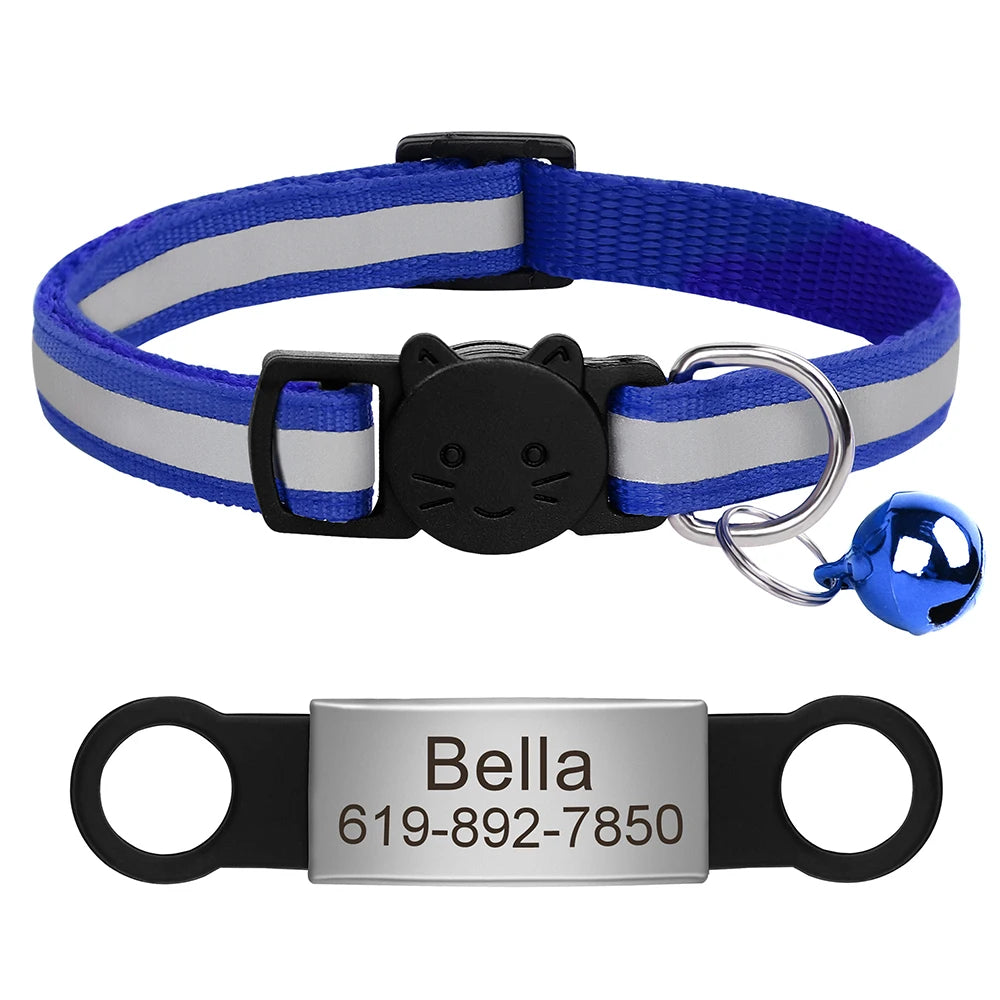 Reflective Fabric Pet Collar with Engravable ID Tag