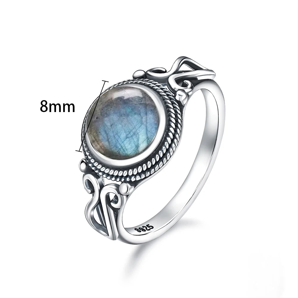 925 Sterling Silver Ring with Natural 8mm Stone of Your Choice
