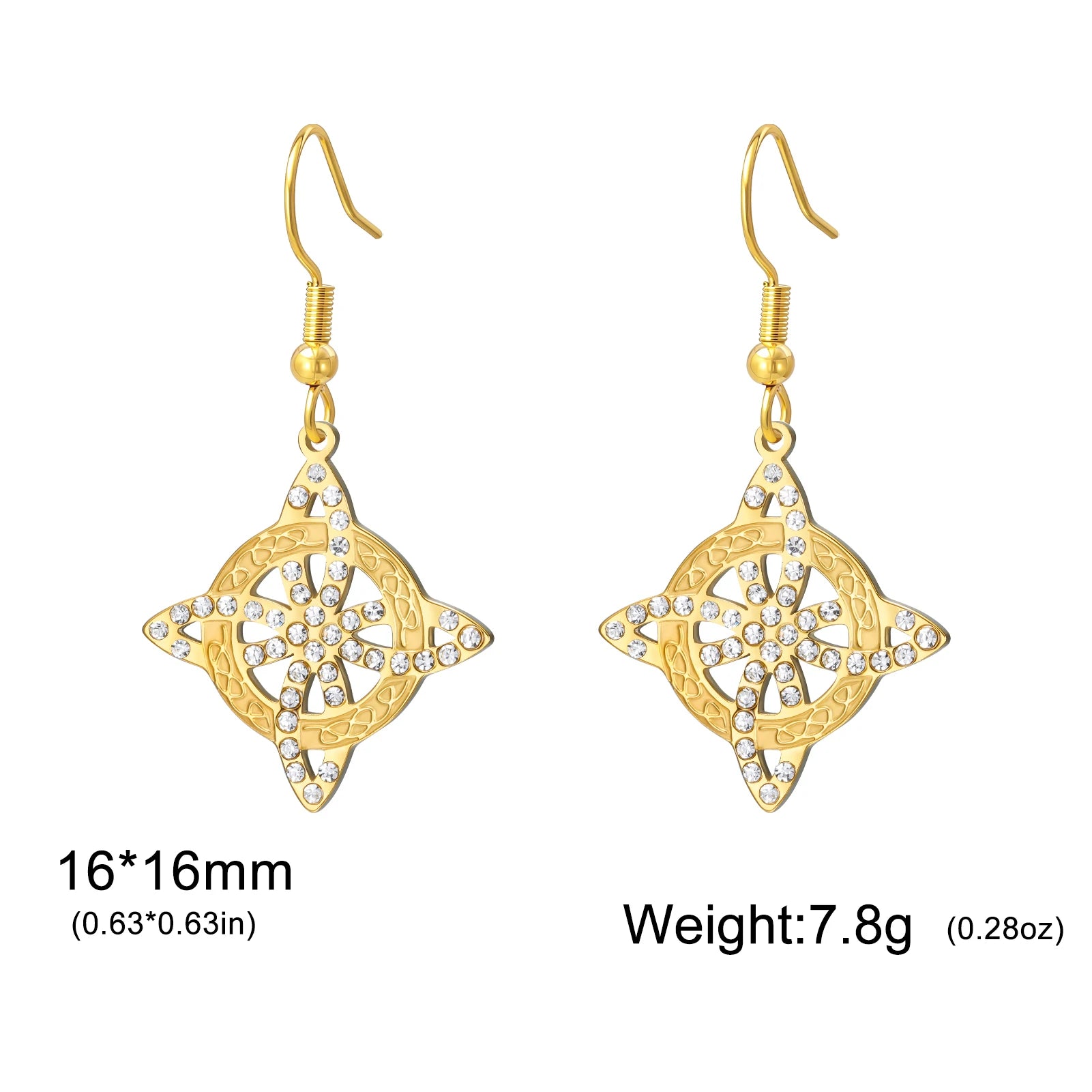 Witchcraft Celtic Knot Zircon Stainless Steel Drop Earrings