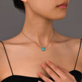 Boho Teardrop Turquoise Pendant Fashion Stainless Steel Necklace Girl