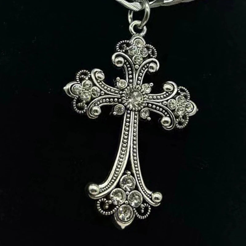 Large Gothic Antique Inspired Cross Pendant Cooper Alloy Necklace