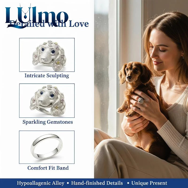 Zinc Alloy Dog Head Rings with Cubic Zirconia Stones - Various Breeds & Styles