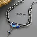 Retro Black Zircon Star Chain Stainless Steel Punk Bracelet