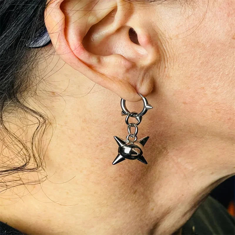 Goth Spiked Huggie Earrings – Morning Star Punk Hoops