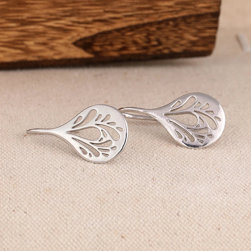 Vintage Inspired Minimalist Design Hollow Leaf Drop Copper Earrings