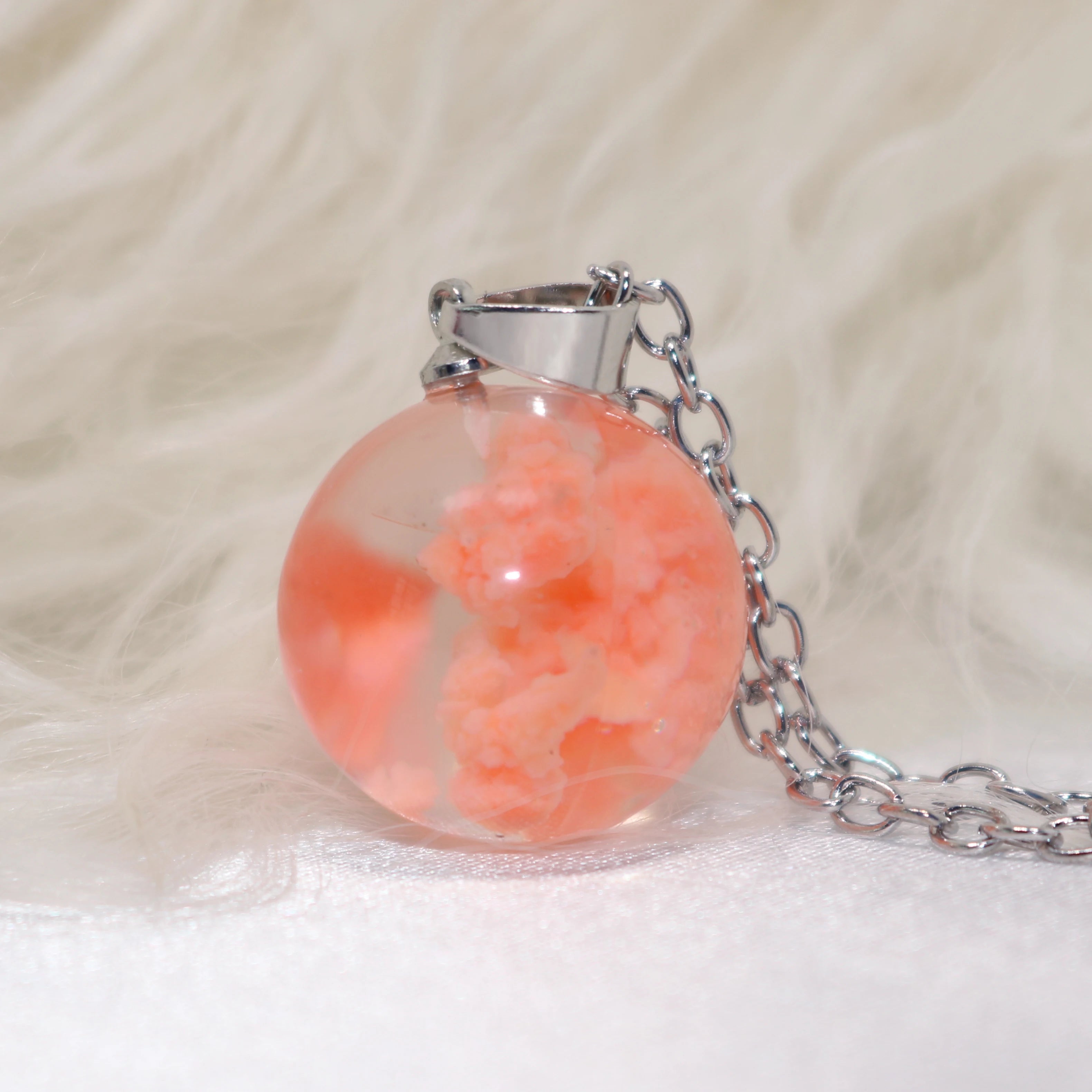 Transparent Resin Ball with Clouds Pendant Necklace in Zinc Alloy - More Styles: Half Moon, Bird