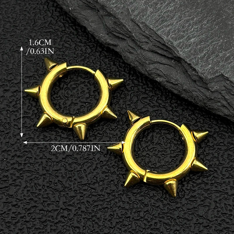 Punk Spike Rivet Goth Hoop Stainless Steel Earrings Collection