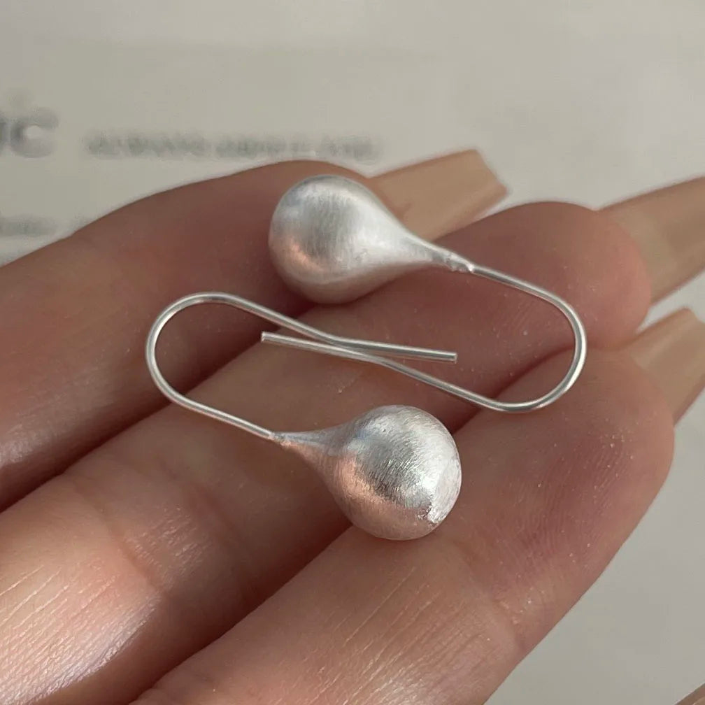 925 Matte Sterling Silver Drop Earrings