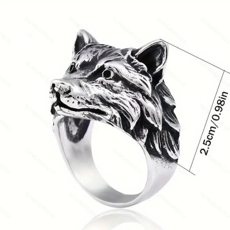 Gothic Wolf Head Stainless Steel Band Unisex Ring