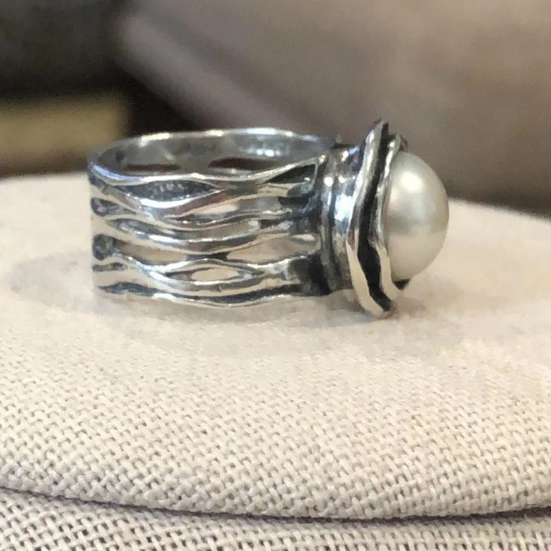 Selection of 5 Unusual Bold CZ Alloy Rings Pearl Rose