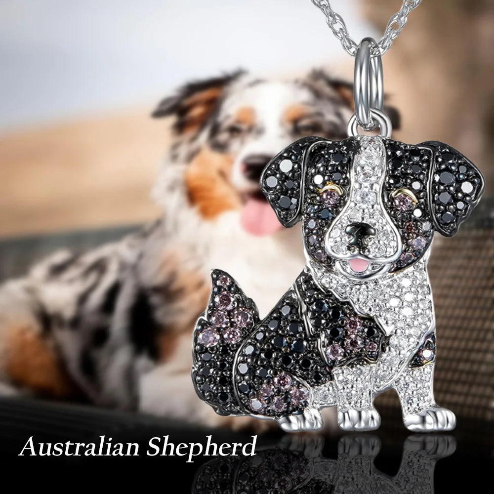 Collection of Dog Pendant Necklaces in Zinc Alloy with CZ Stones - Choose Your Favorite Breed
