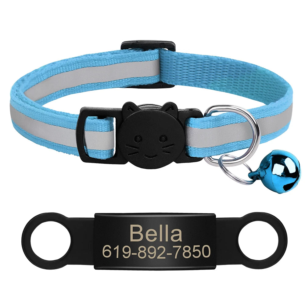 Reflective Fabric Pet Collar with Engravable ID Tag
