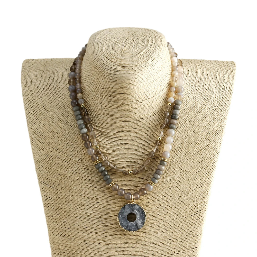 Boho Western Natural Stone Beads Necklace 45 cm