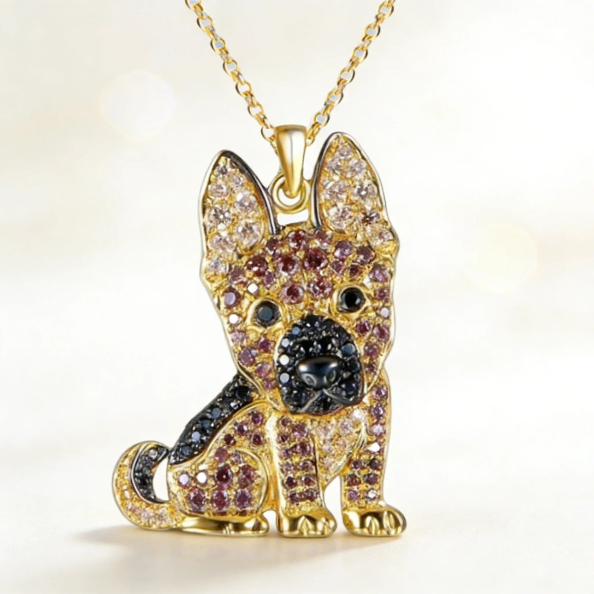 Collection of CZ Stone Dog Pendant Necklaces MANY BREEDS in Gold/Silver Tone Alloy - Choose Your Breed