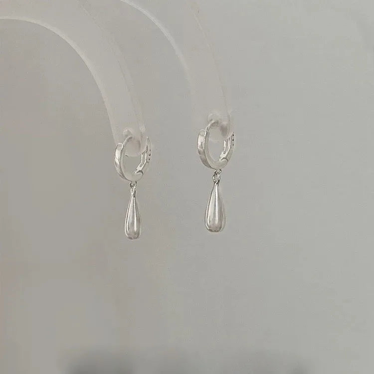 925 Polished Sterling Silver Hoop Teardrop Earrings