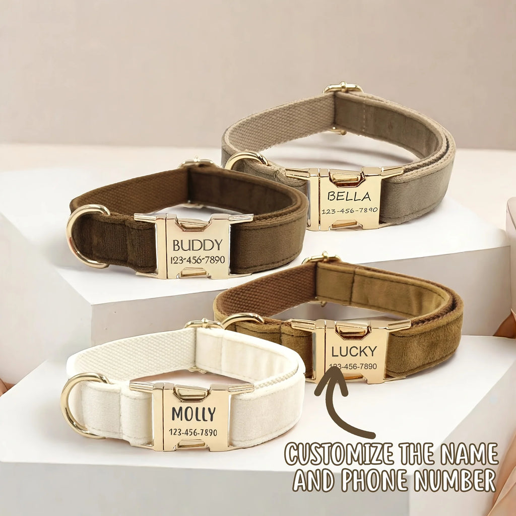 Soft Faux Leather Adjustable Pet Collar - Customize, Engrave, Name Tag, ID Necklace