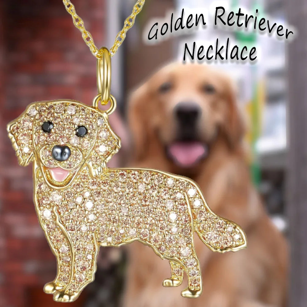 Collection of Dog Pendant Necklaces in Zinc Alloy with CZ Stones - Choose Your Favorite Breed