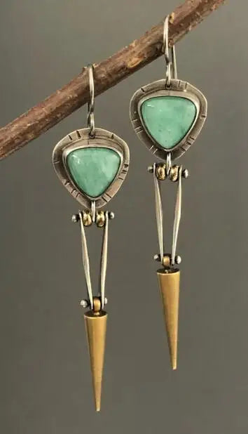 Selection of Very Unusual Boho Stone Asymmetric Dangle Alloy Earrings