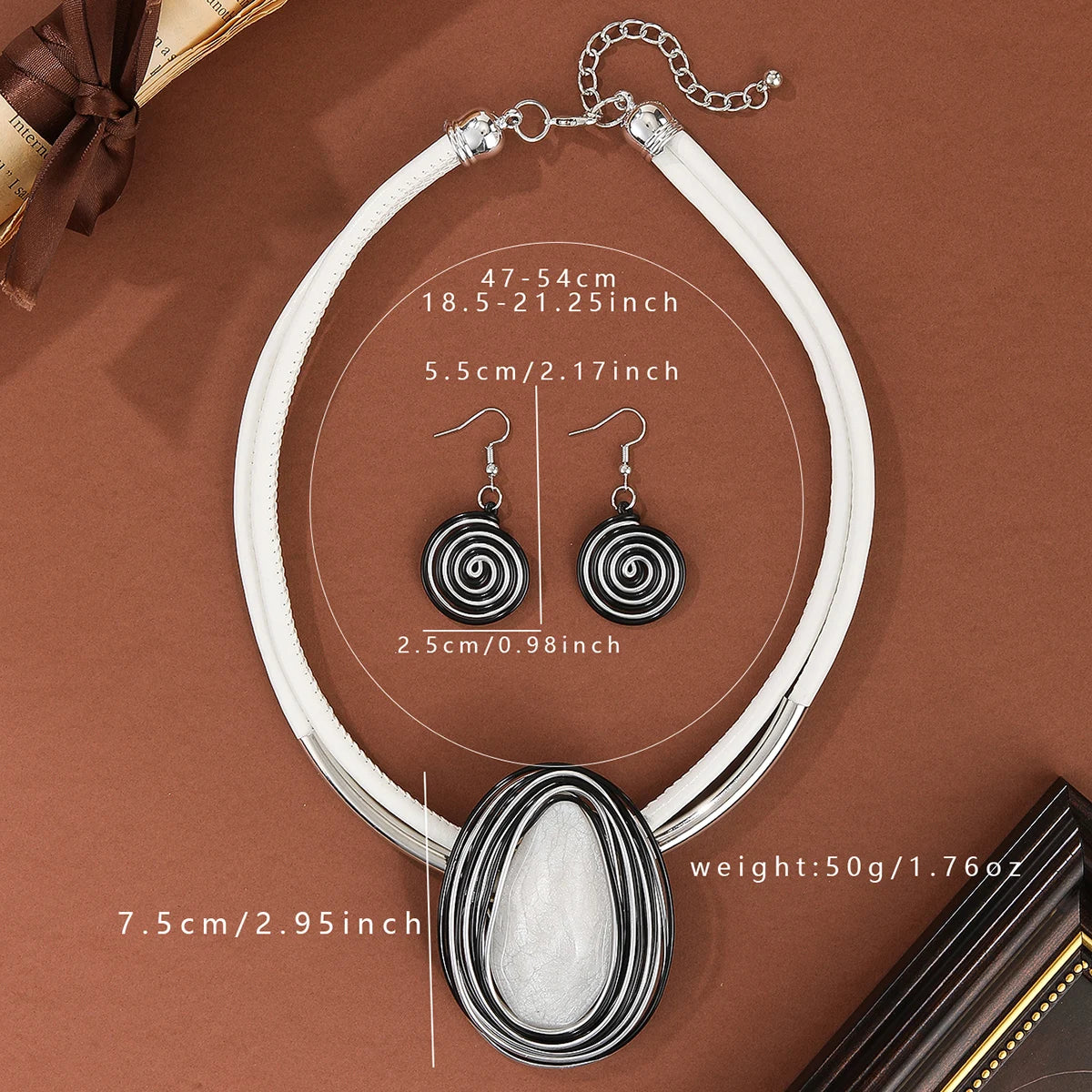 Colorful Large Crystal Oval Shape Alloy Necklace & Earrings