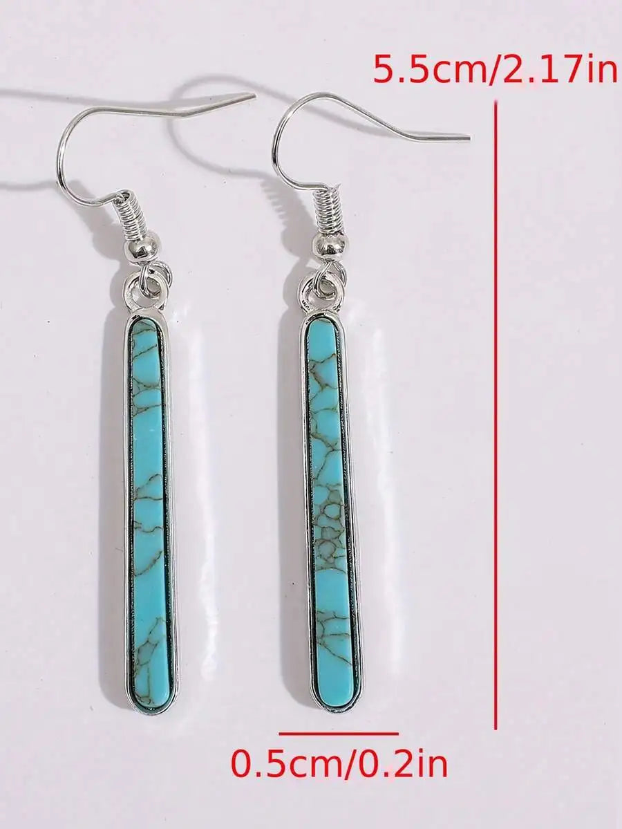 Bohemian Turquoise Long Bar Drop Zinc Alloy Earrings