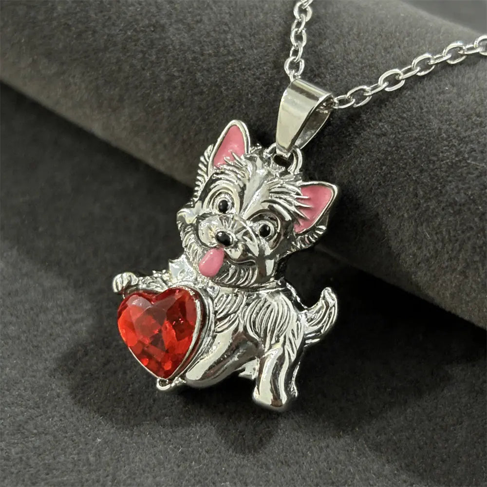 Collection of Dog Pendant Necklaces VARIOUS BREEDS Made with Zinc Alloy & CZ Diamonds