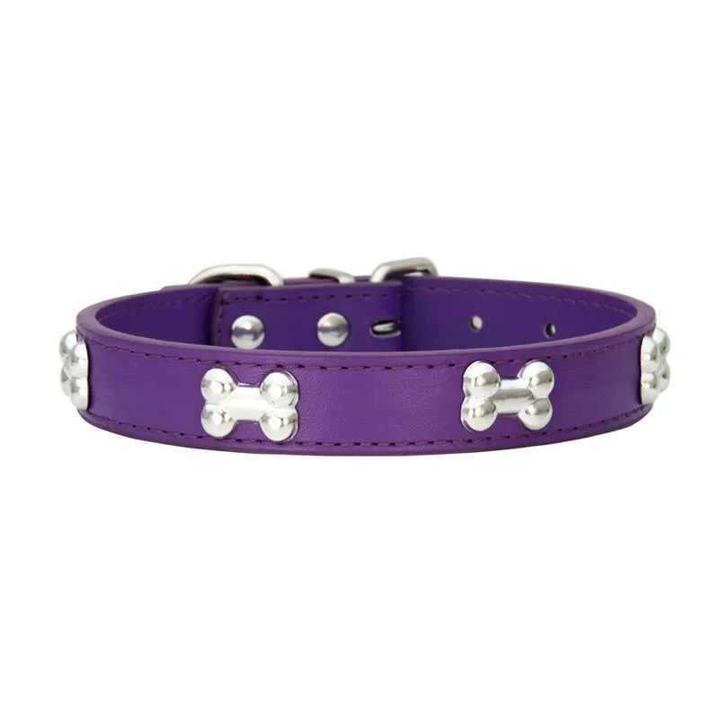 Bone Leather Durable Pet Dog Collar