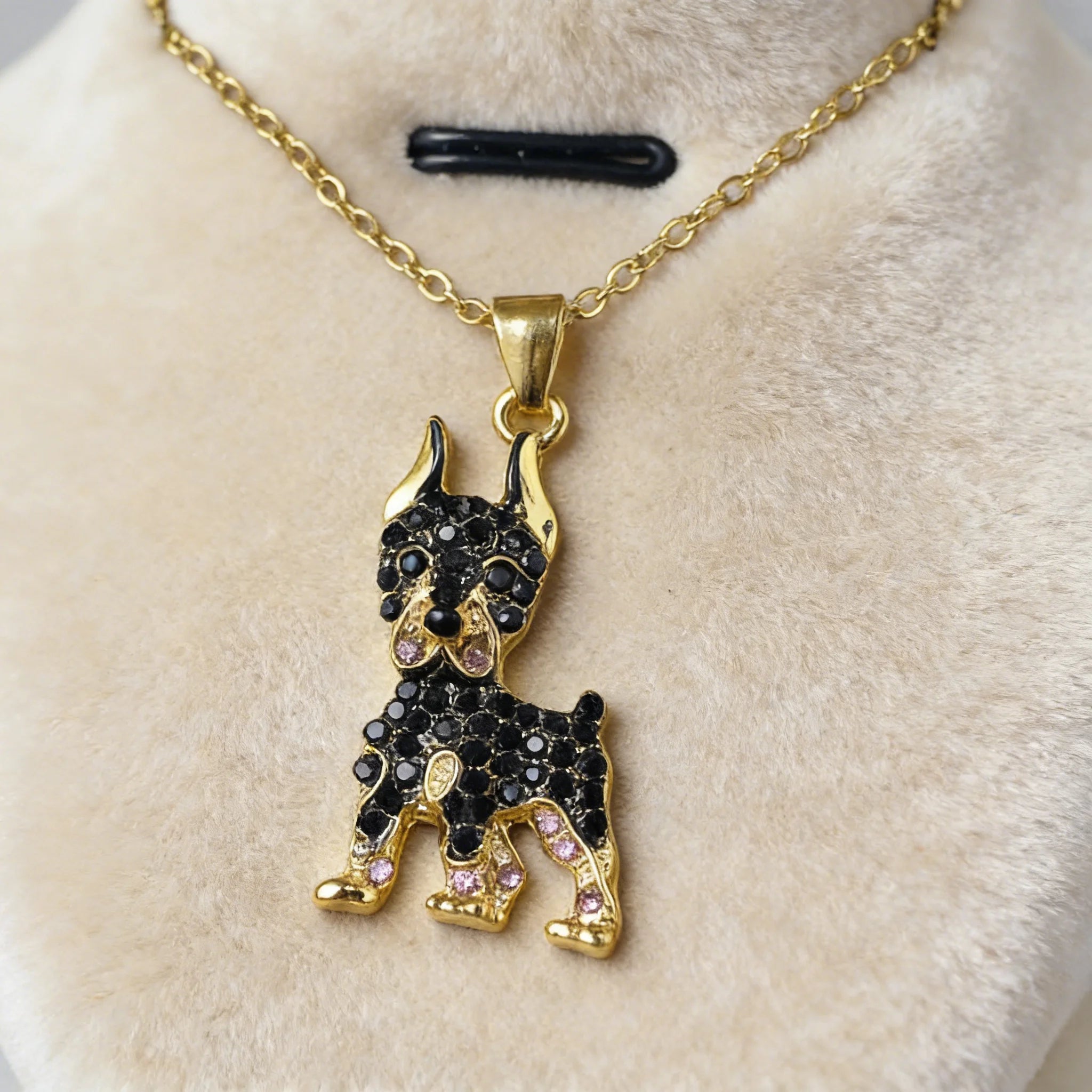 Collection of CZ Stone Dog Pendant Necklaces MANY BREEDS in Gold/Silver Tone Alloy - Choose Your Breed