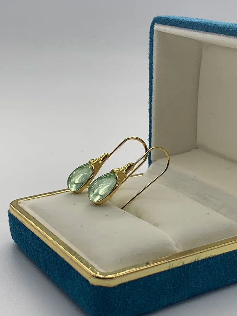 Handmade Transparent Natural Stone Water Drop Dangle Alloy Earrings