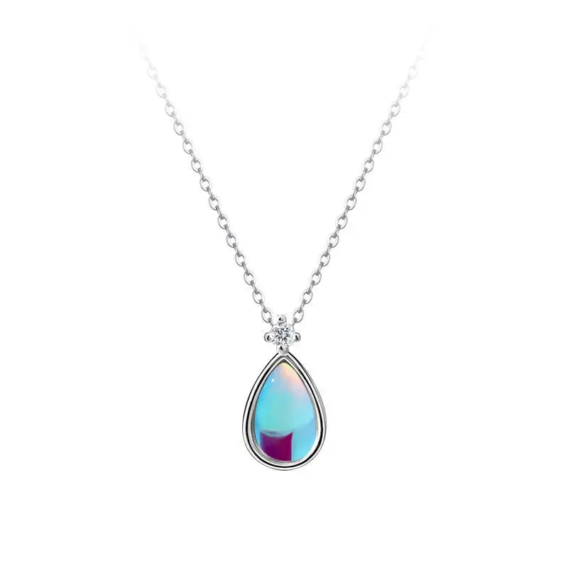 925 Sterling Silver Moonstone Drop Pendant Necklace