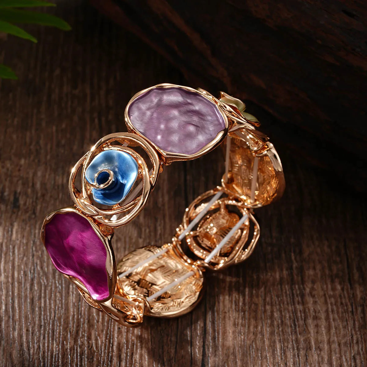 Large Colorful Ocean Inspired Zinc Alloy Bracelet - Boho, Bold, Modern