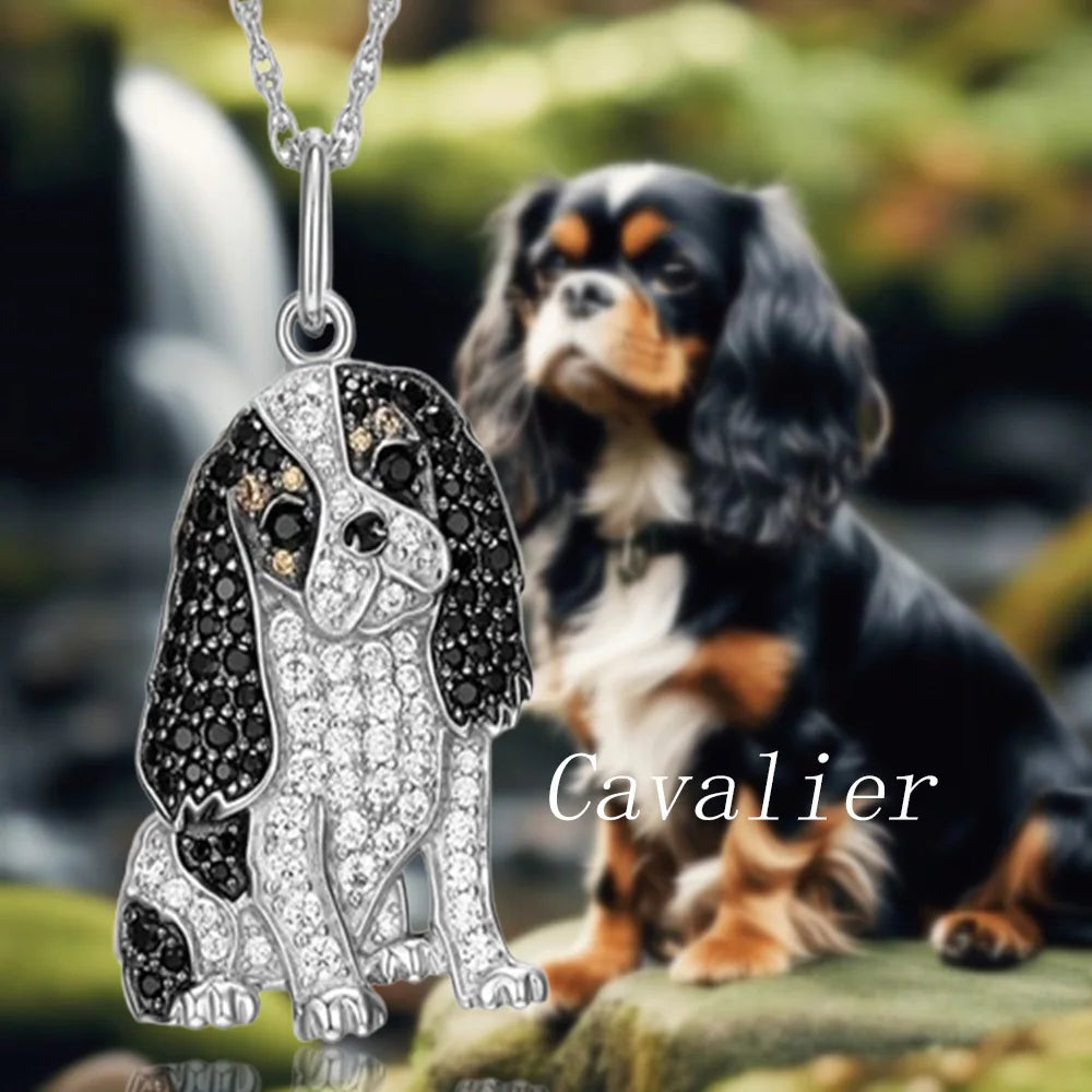 Collection of Dog Pendant Necklaces in Zinc Alloy with CZ Stones - Choose Your Favorite Breed