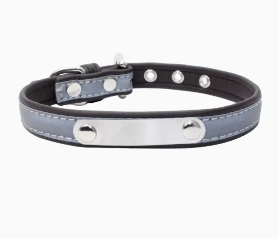 Faux Leather Adjustable Pet Collar - Customize, Engrave, Name Tag, ID Necklace
