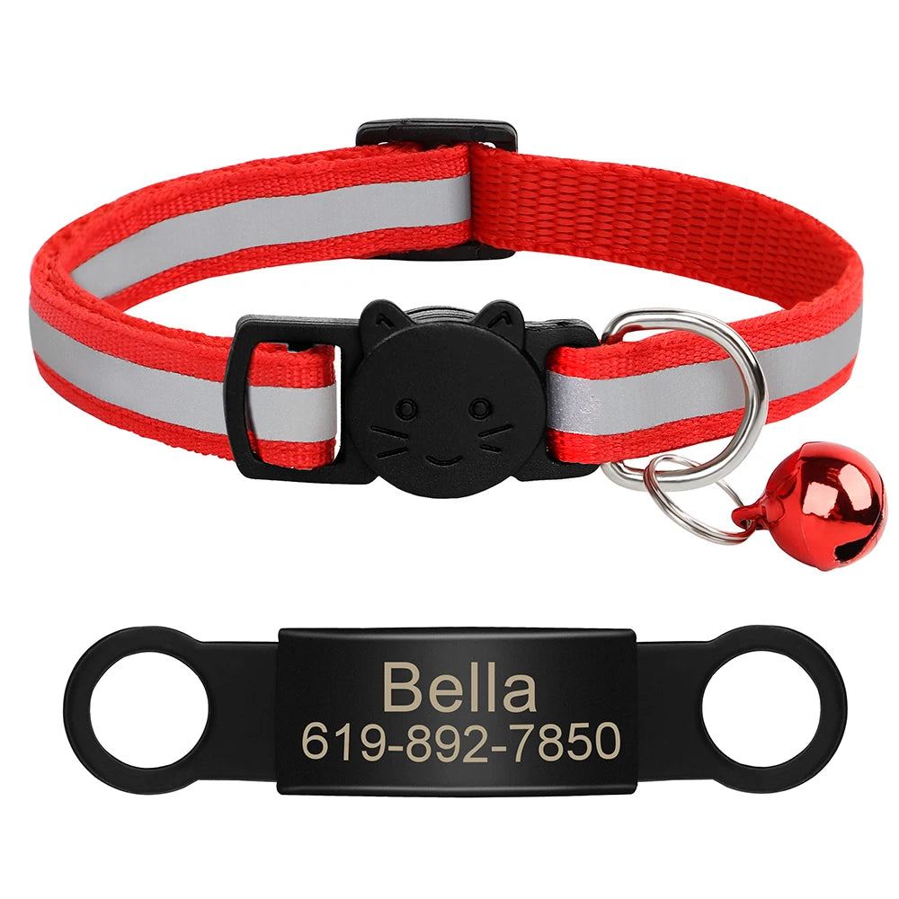 Reflective Fabric Pet Collar with Engravable ID Tag