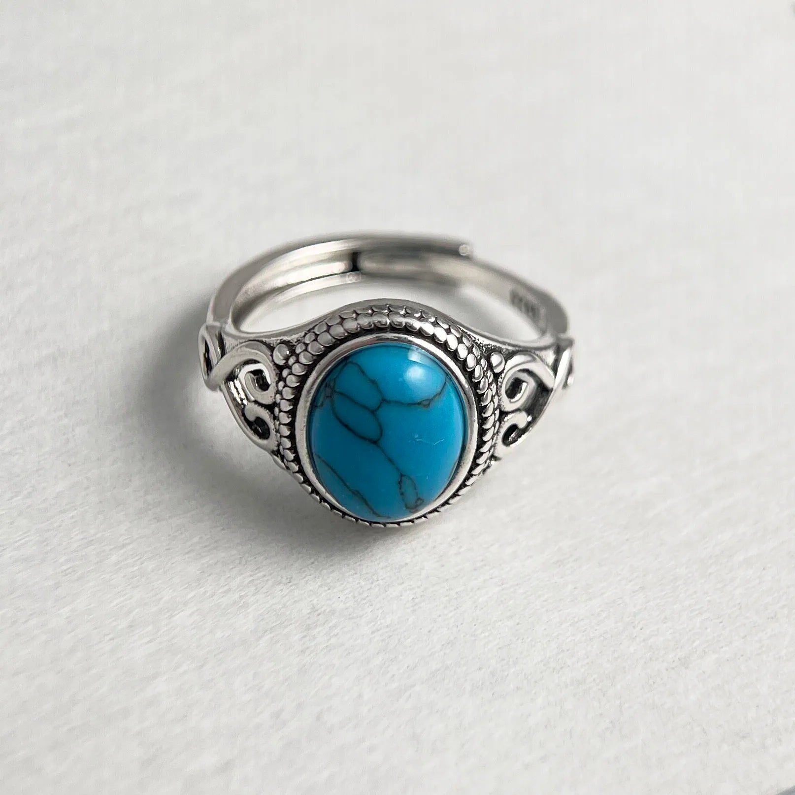 925 Sterling Silver Stone Adjustable Ring