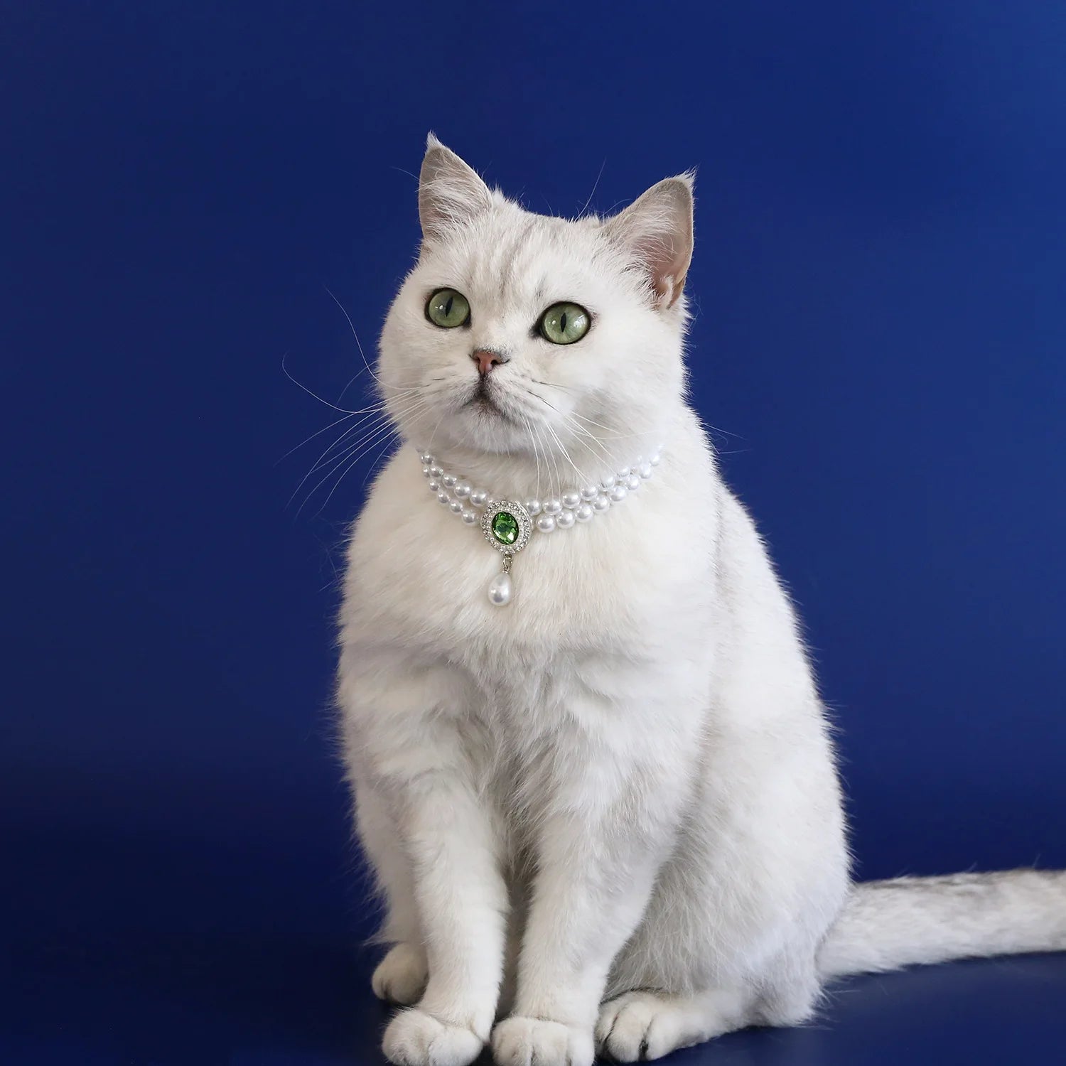 Royal Faux Pearl Green Crystal Pendant Necklace for Dogs & Cats