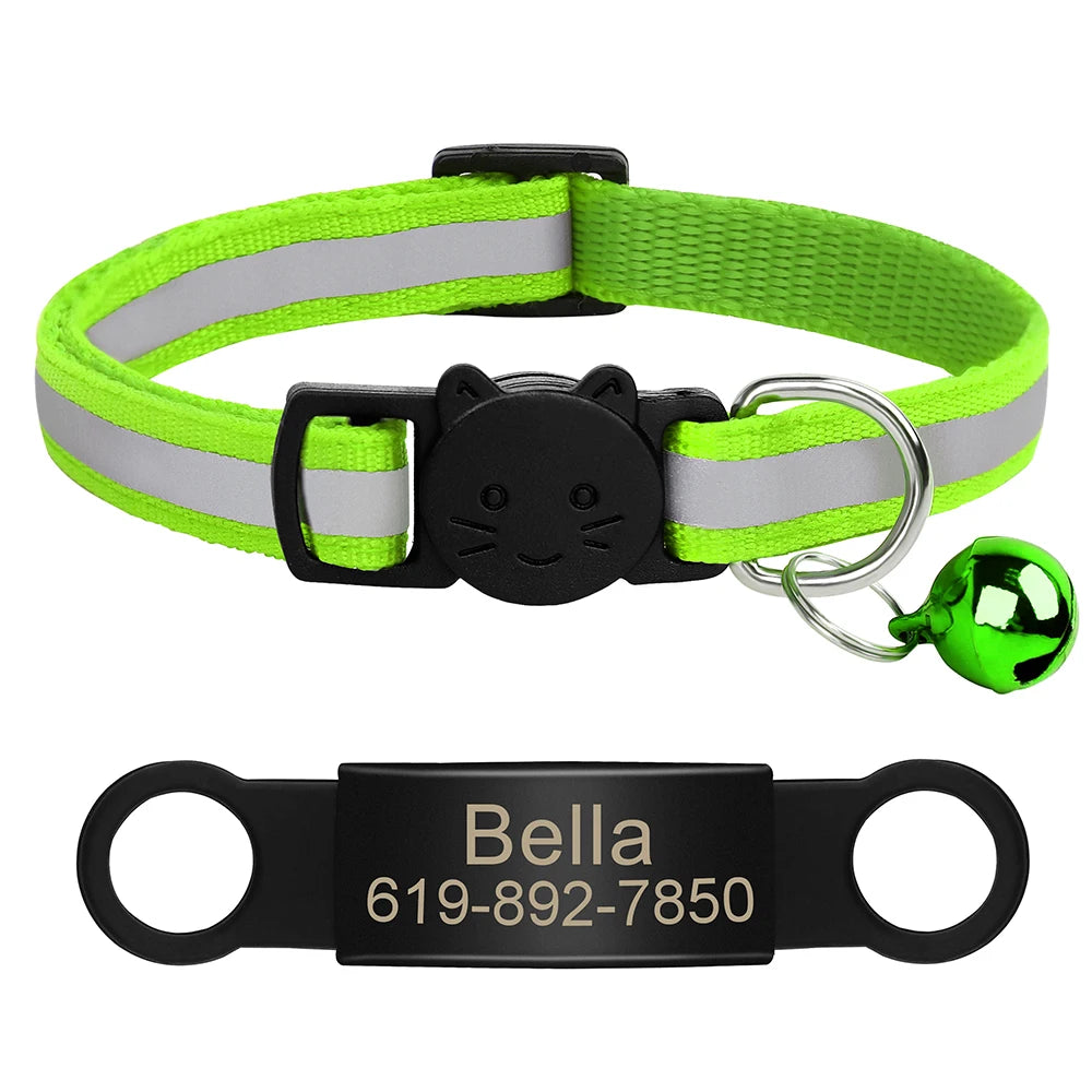 Reflective Fabric Pet Collar with Engravable ID Tag