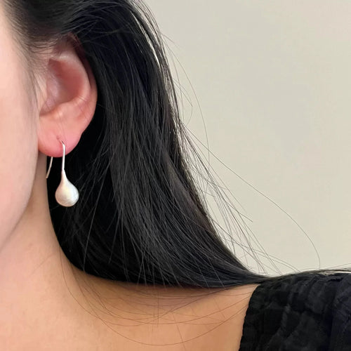 925 Matte Sterling Silver Drop Earrings