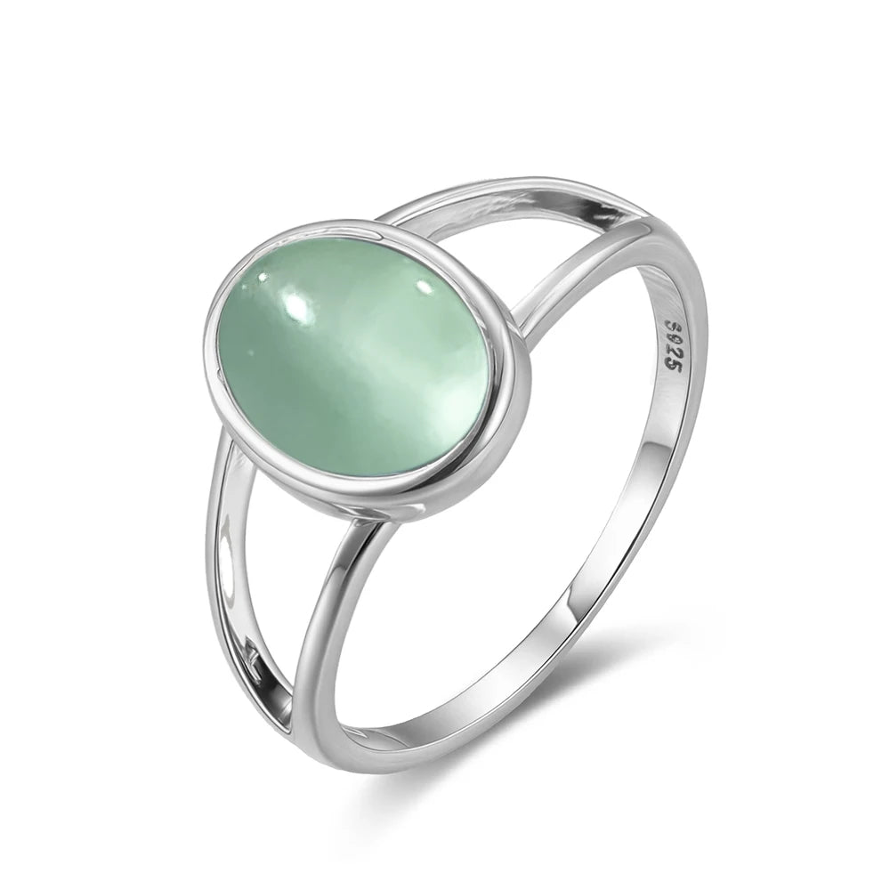 925 Sterling Silver Ring Natural 8-10mm Moonstone Ring