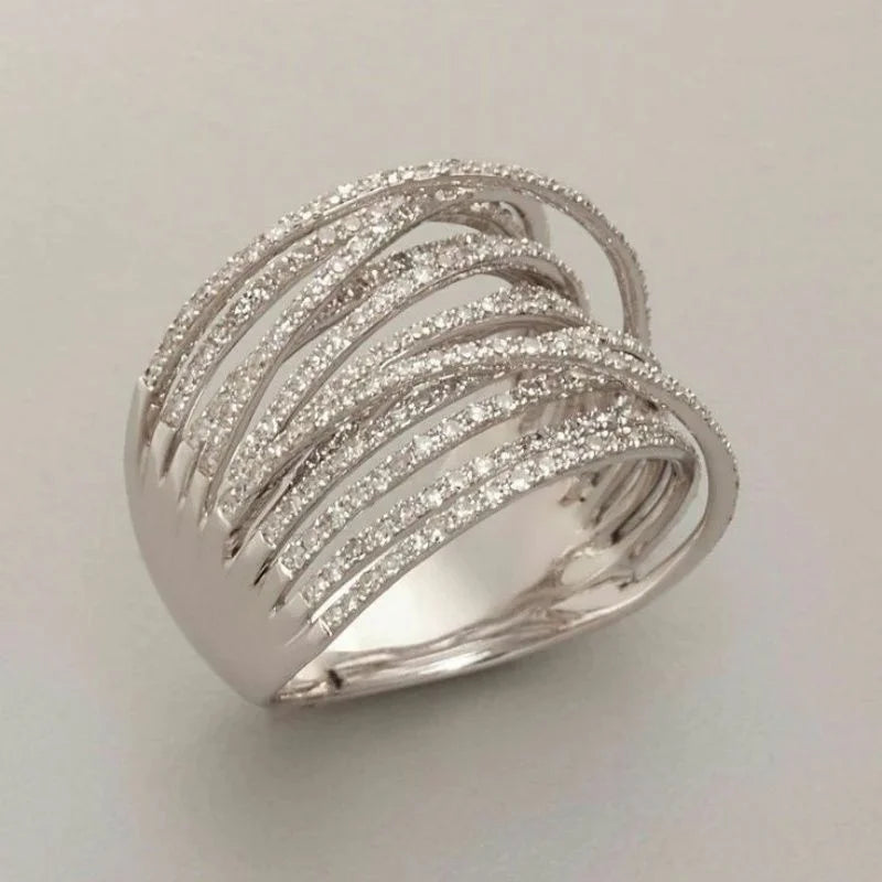 Selection of 5 Unusual Bold CZ Alloy Rings Pearl Rose