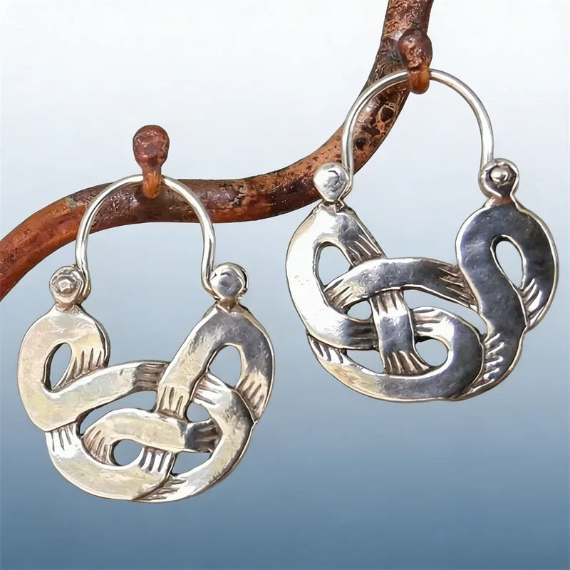 Zinc Alloy Distortion Hoop Earrings